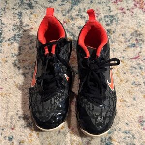 Nike Kids Black and Orange Sports Cleats Shoes